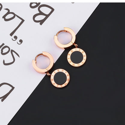 Roman numerals simple circle round cake earrings