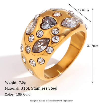 Loving Heart Zircon Dome Ring For Women