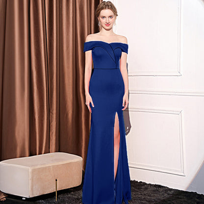 Γυναικεία φούστα με μακριά ώμους και στενή γραμμή, κομψή για γυναικείο δείπνο, με μακριά ουρά ψαριού