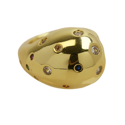 Trendy 18K Gold Exaggerated Brass Open Ring