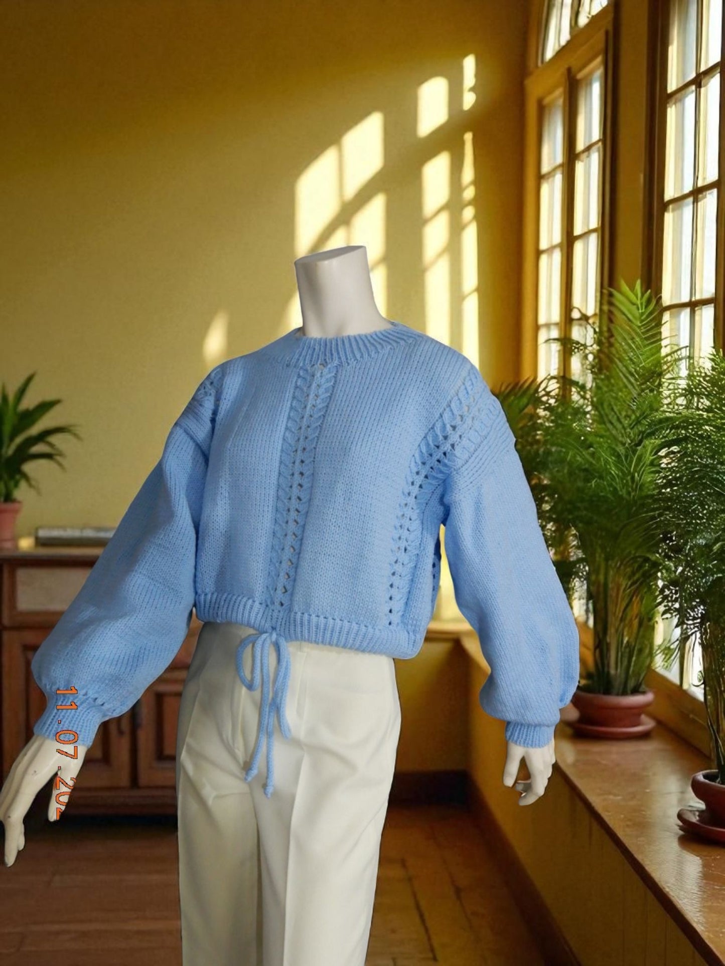 Strickbluse, weiches Bambusgarn, antiallergen, Ballonärmel, Geschenkideen