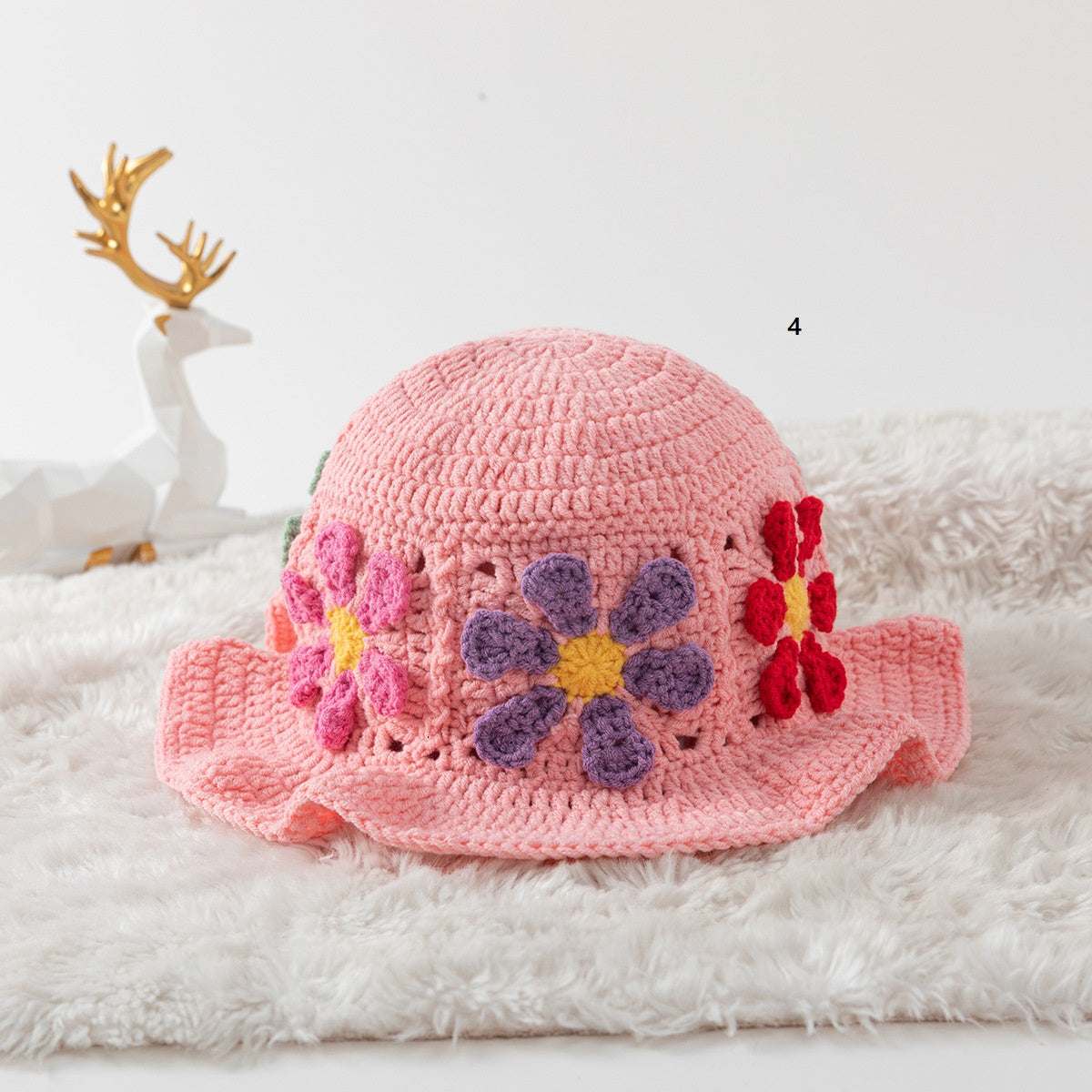 Women's  Simple Style Flower Crimping CottonCap