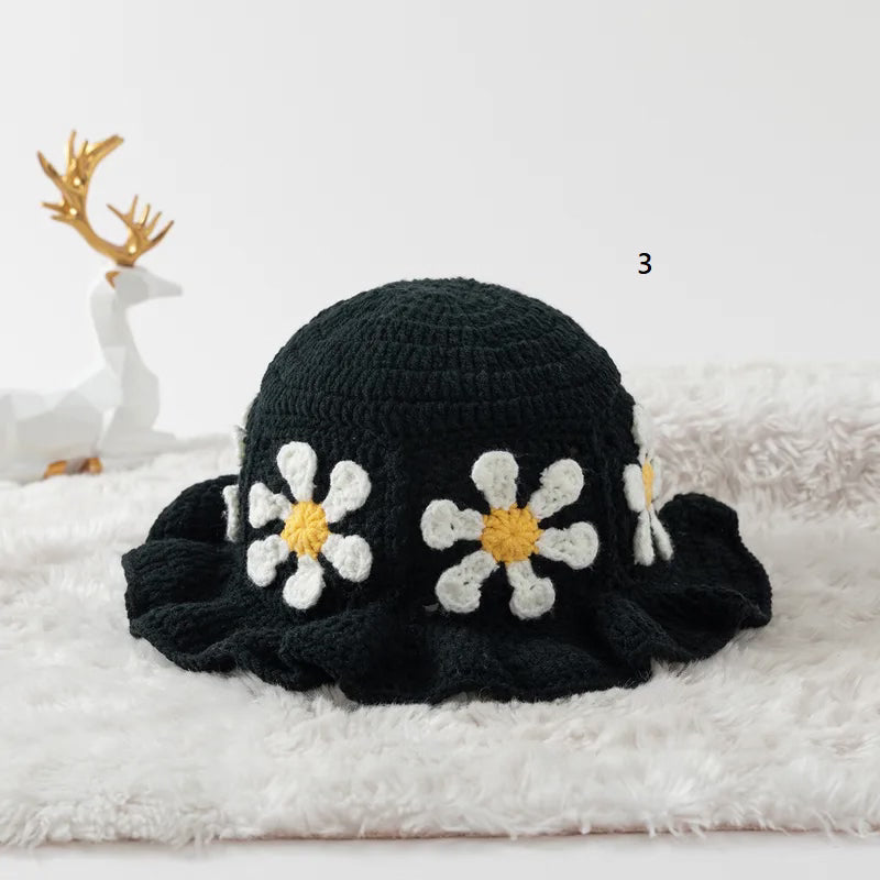 Women's  Simple Style Flower Crimping CottonCap
