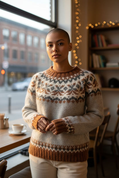 Πουλόβερ Fair Isle Unisex – Ζεστό πλεκτό πουλόβερ με παραδοσιακό χειμερινό σχέδιο