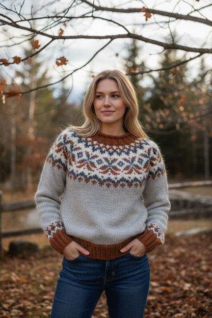 Πουλόβερ Fair Isle Unisex – Ζεστό πλεκτό πουλόβερ με παραδοσιακό χειμερινό σχέδιο
