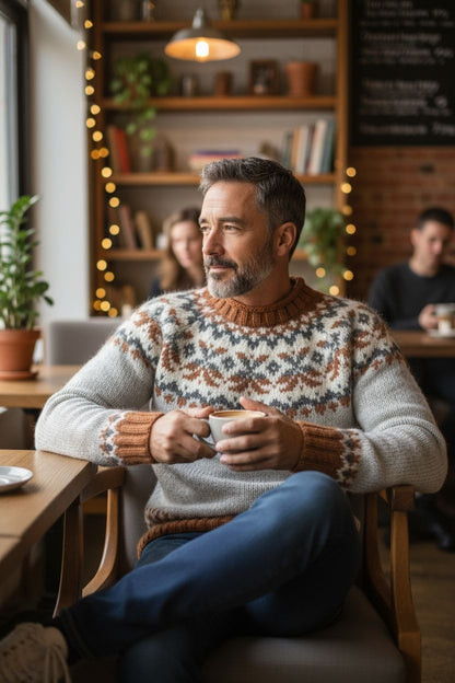 Πουλόβερ Fair Isle Unisex – Ζεστό πλεκτό πουλόβερ με παραδοσιακό χειμερινό σχέδιο