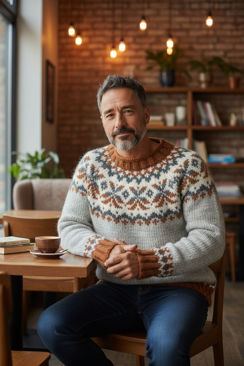 Πουλόβερ Fair Isle Unisex – Ζεστό πλεκτό πουλόβερ με παραδοσιακό χειμερινό σχέδιο