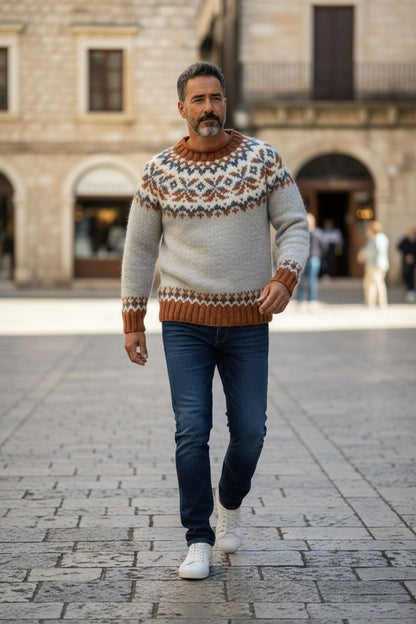 Πουλόβερ Fair Isle Unisex – Ζεστό πλεκτό πουλόβερ με παραδοσιακό χειμερινό σχέδιο