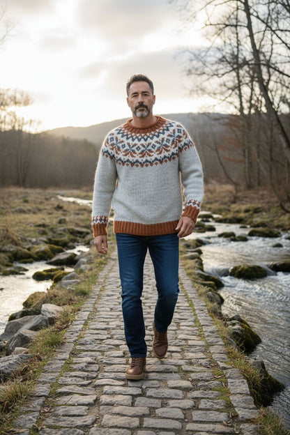 Πουλόβερ Fair Isle Unisex – Ζεστό πλεκτό πουλόβερ με παραδοσιακό χειμερινό σχέδιο