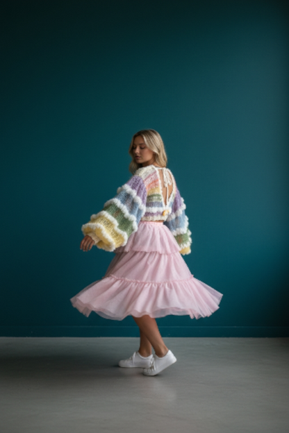 Fair-Isle-Pullover mit Passe aus Mohairmischung und Ballonärmeln