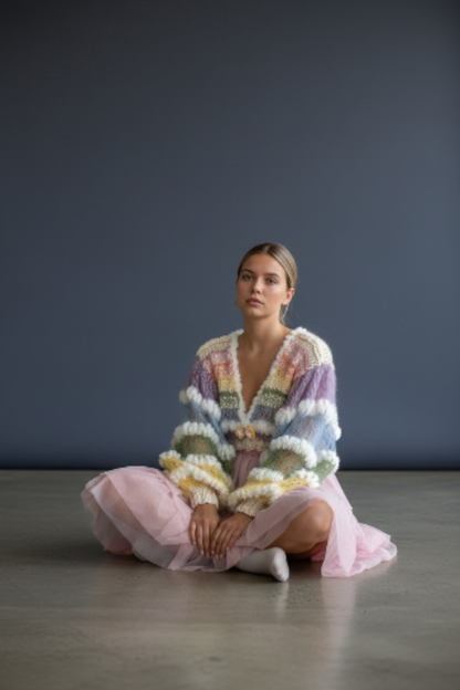 Fair-Isle-Pullover mit Passe aus Mohairmischung und Ballonärmeln