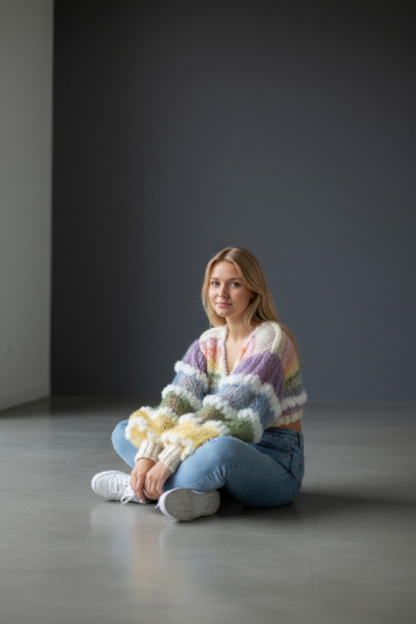 Fair-Isle-Pullover mit Passe aus Mohairmischung und Ballonärmeln