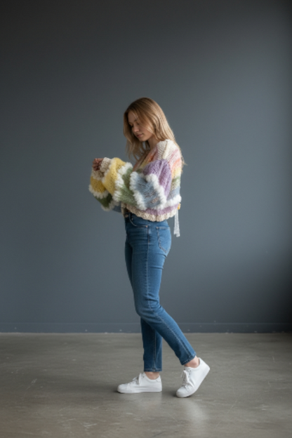 Fair-Isle-Pullover mit Passe aus Mohairmischung und Ballonärmeln