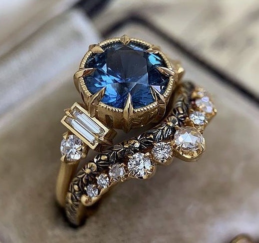 Fashion Alloy Ornament European And American Inlaid Color Zircon Ring