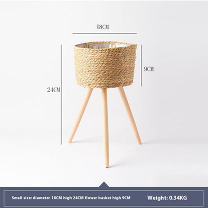 Nordic Style Living Room Flower Basket Decoration Rattan Woven Flowerpot Balcony