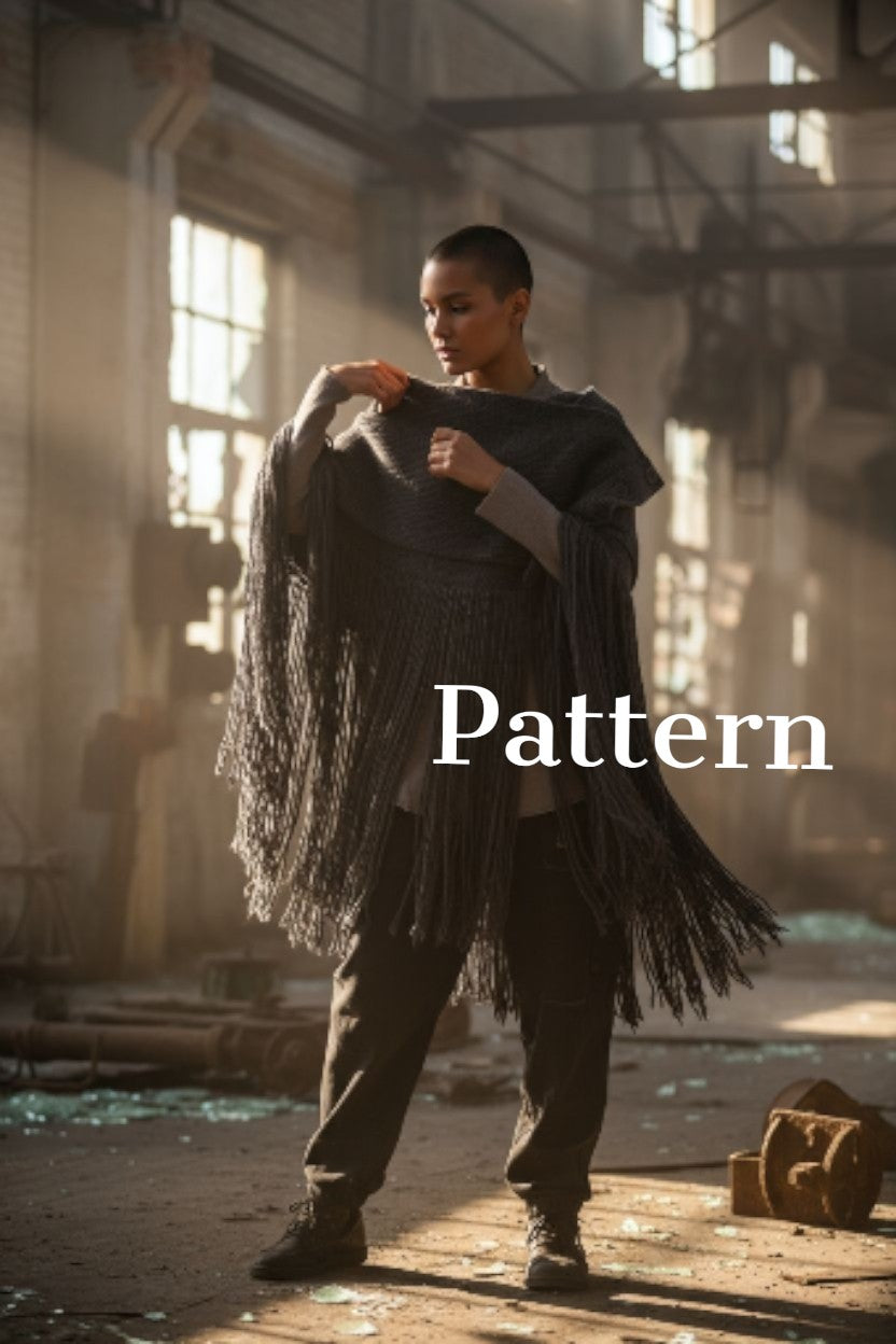 Πόντσο με διπλά κρόσσια – Σχέδιο πλεξίματος (PDF)