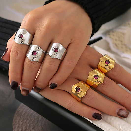 Geometric Open Adjustable Alloy Ring