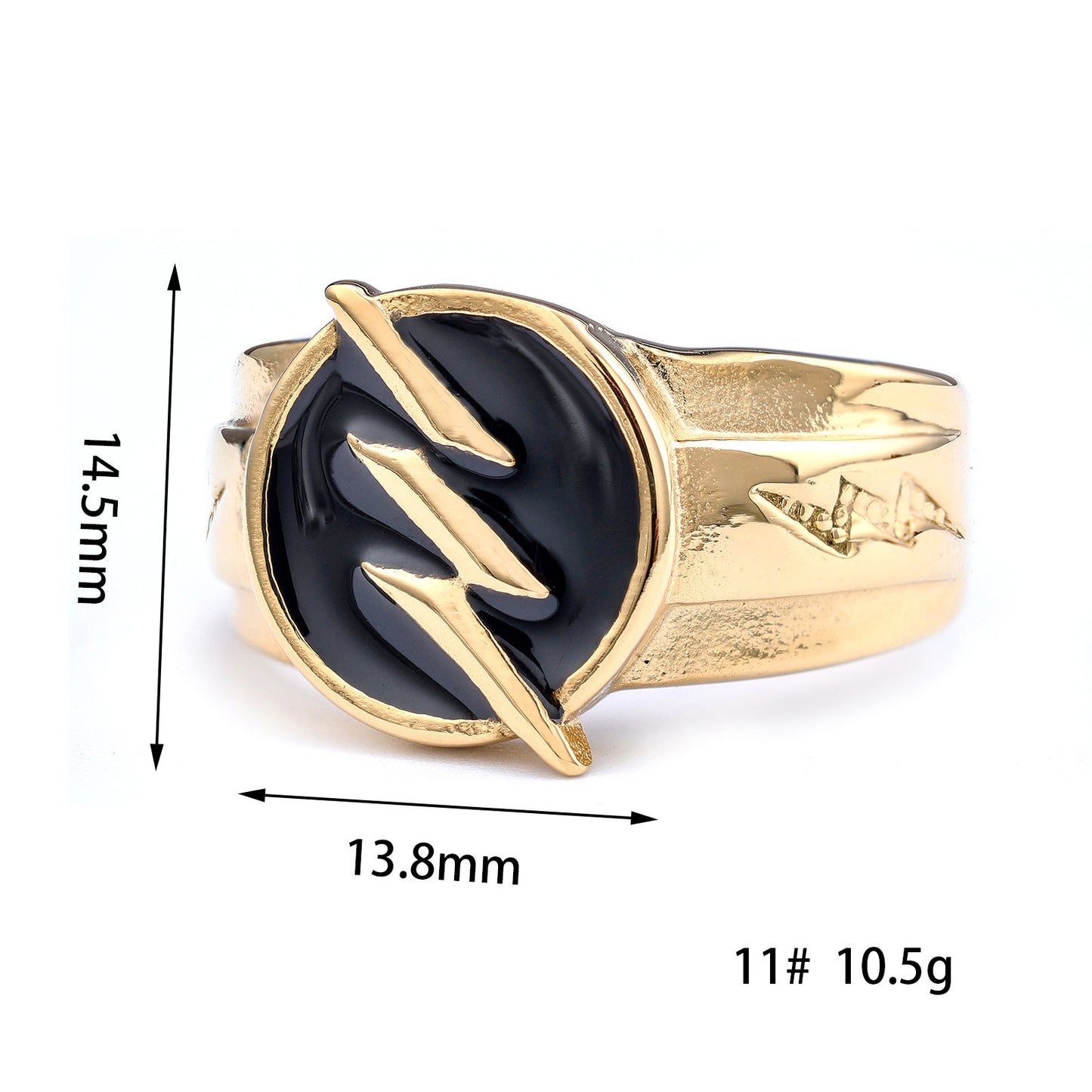 Personality Lightning Ring Men's Stainless Steel Vinyl Gold Fashion Ornament