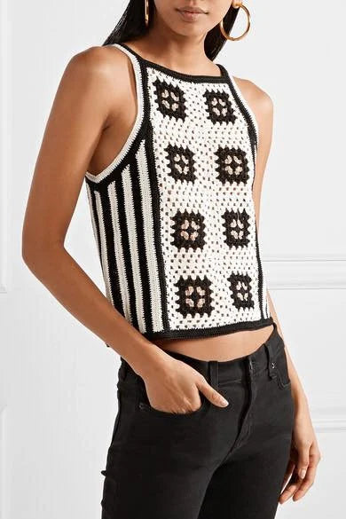 crochet top with granny squares motifs