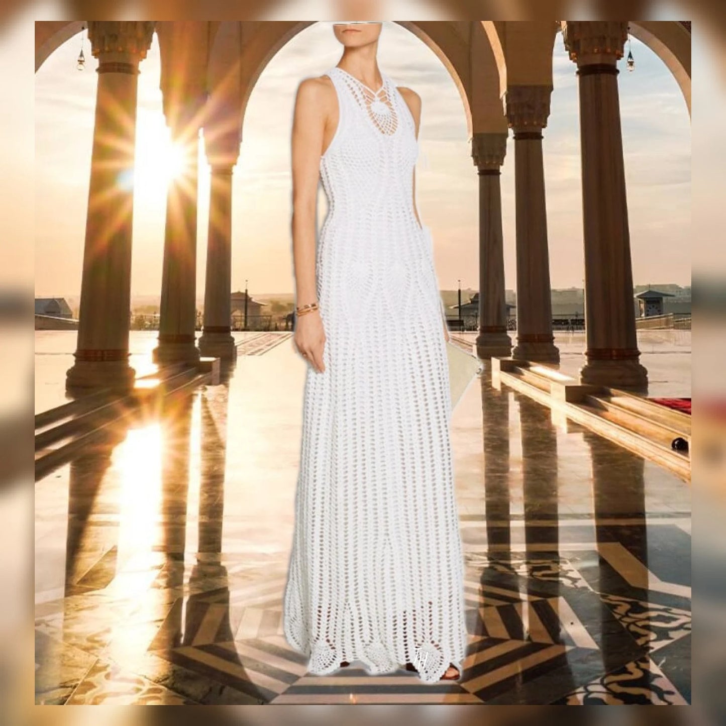 "Amara: Sensual Wedding & Party Dress with Handmade Pineapple Pattern"