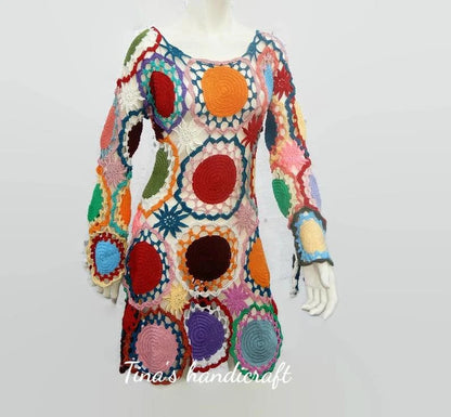 "Mandala Dress - Bohemian Handmade in Mini and Long Style"