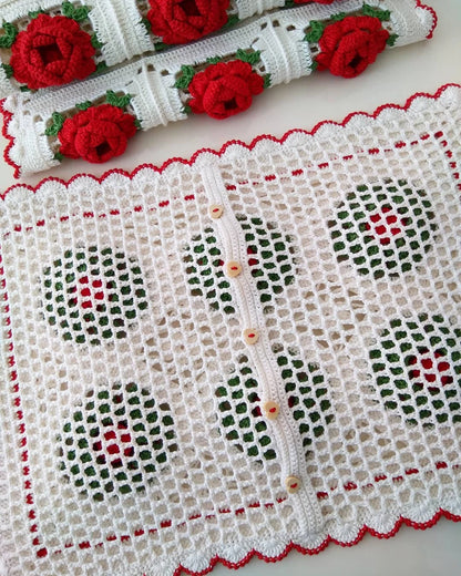 Crochet blanket granny squares motif's with flower's & cushion's