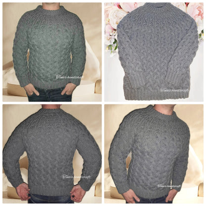 Χειροποίητο Πουλόβερ από Πλεκτό Πλεκτό Ανδρικό | Γκρι Ανθρακί Μάλλινο 