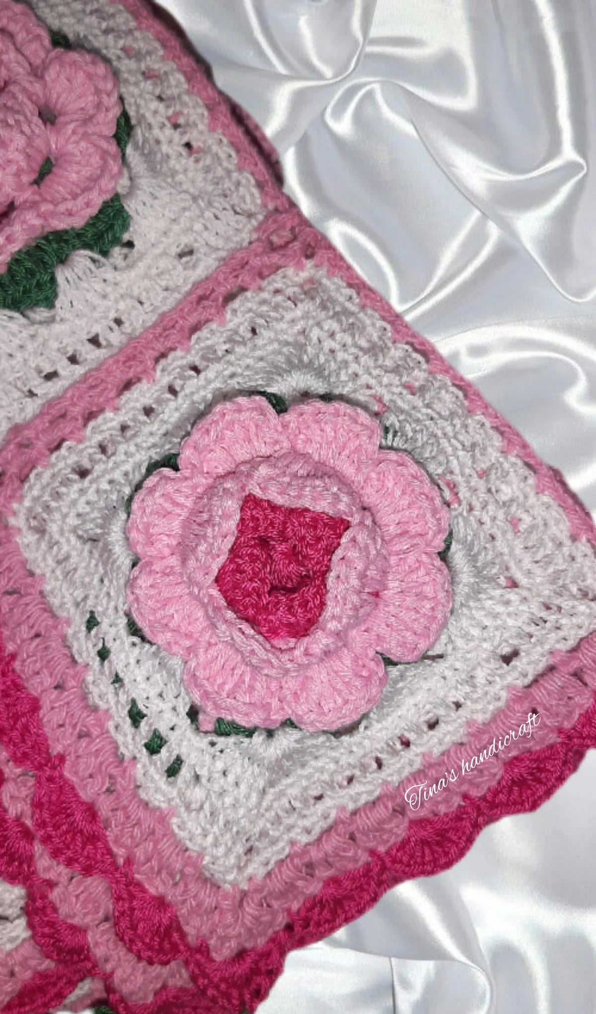 Crochet blanket granny squares motif's with flower's & cushion's