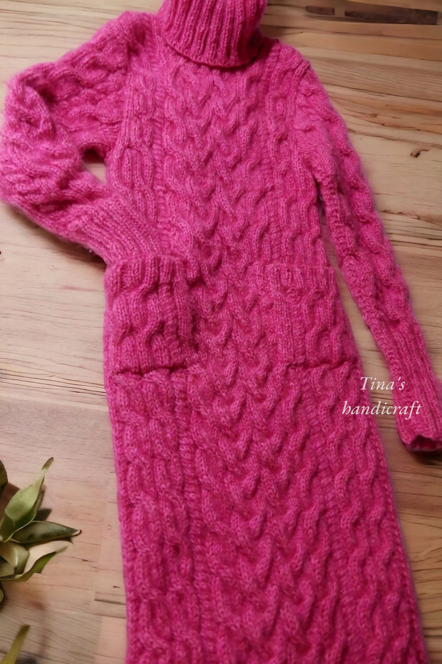 "Romantic Warmth" Long Knitted Fluffy Mohair Dress with Turtleneck