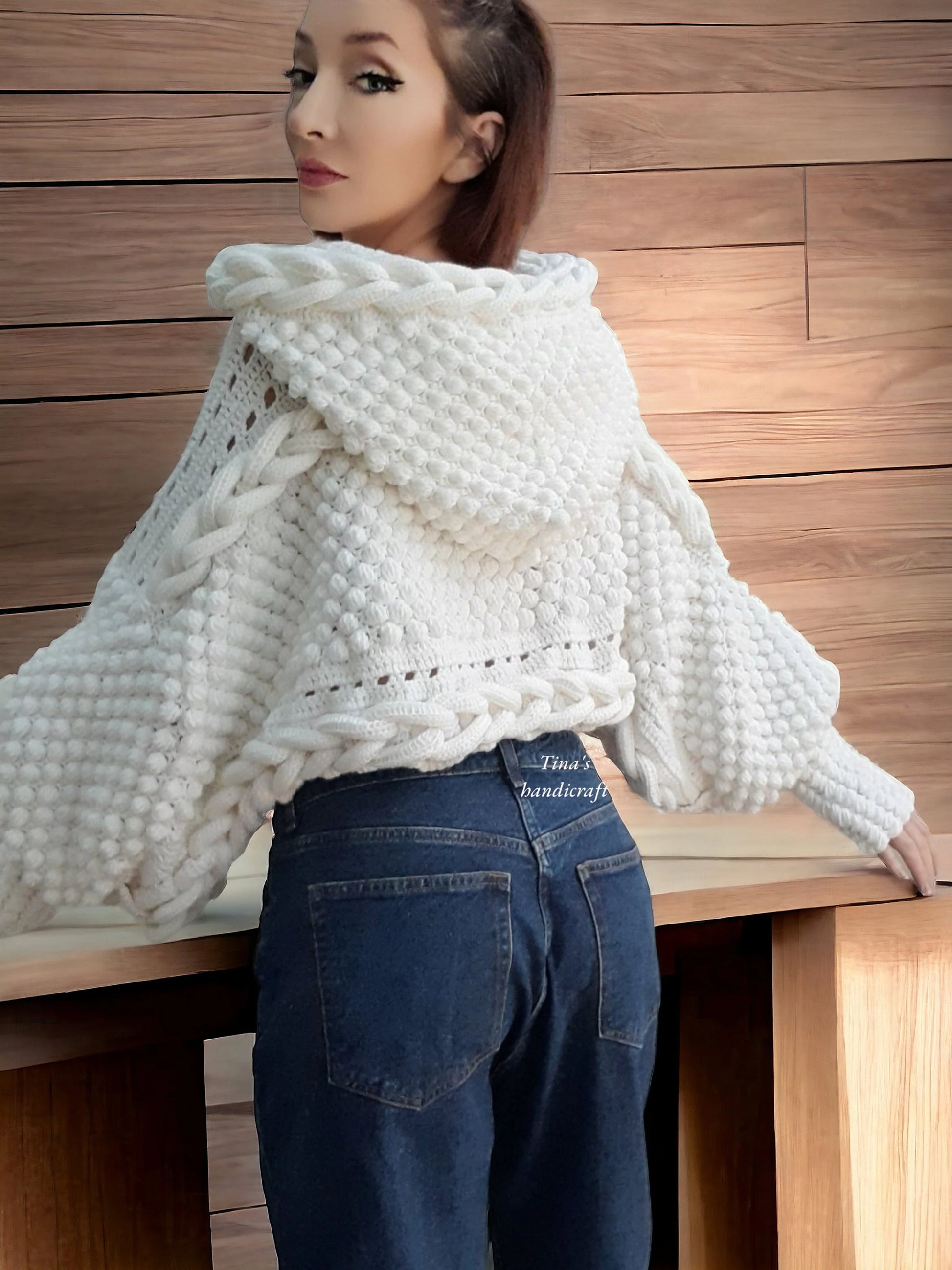 hoodie crochet poncho 