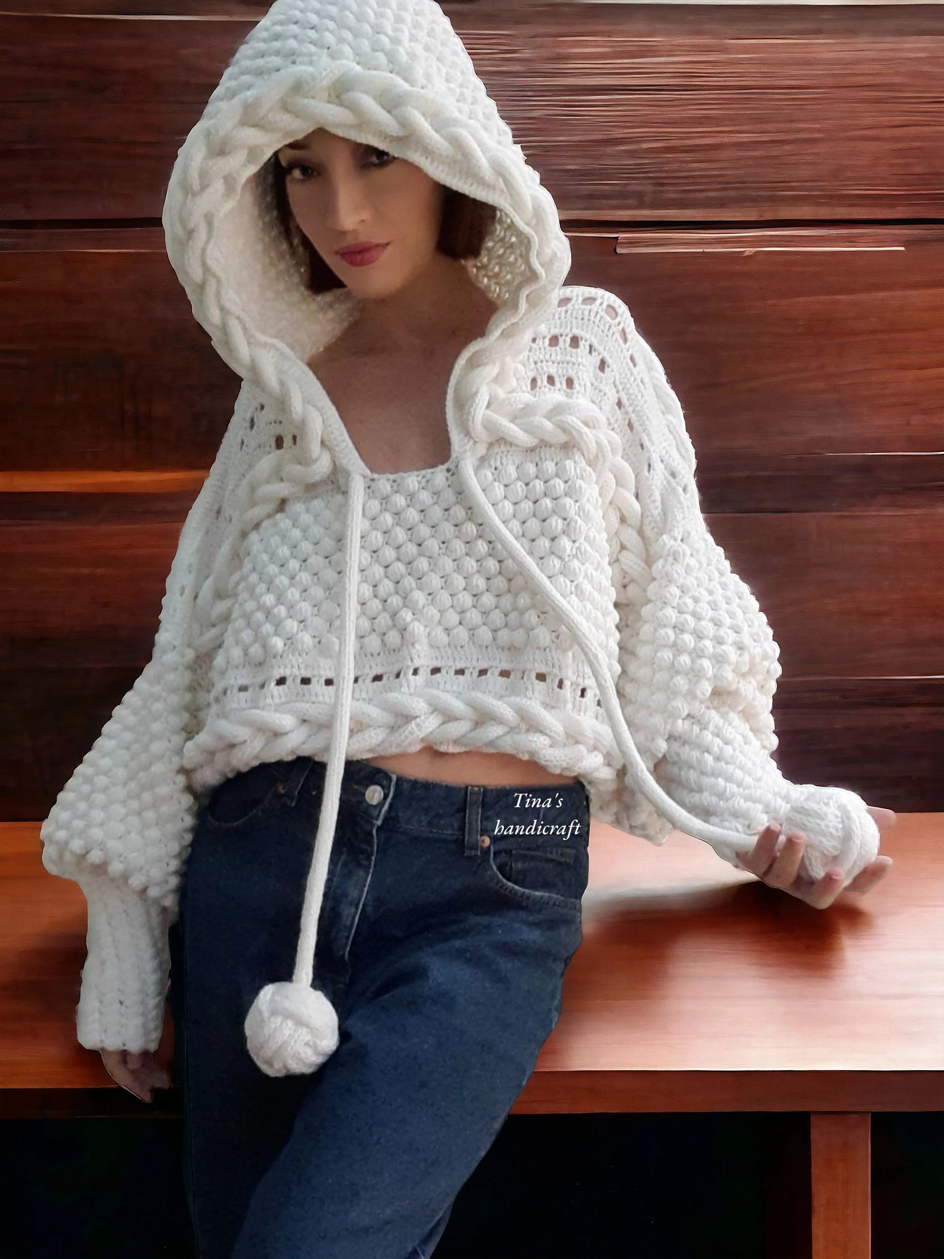 hoodie crochet poncho 