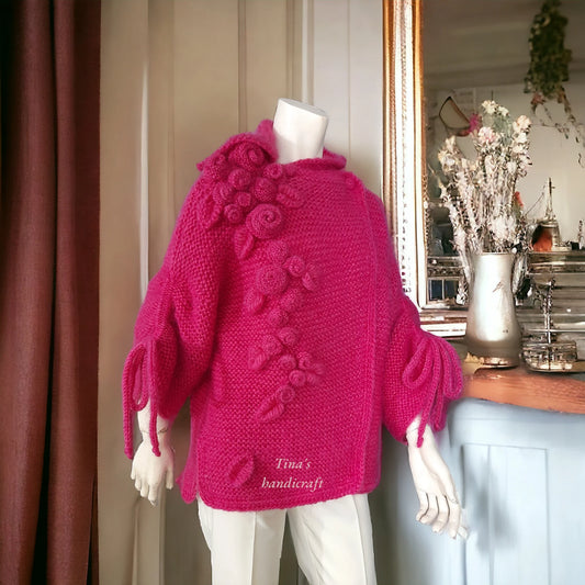 knitted cardigan with flowers