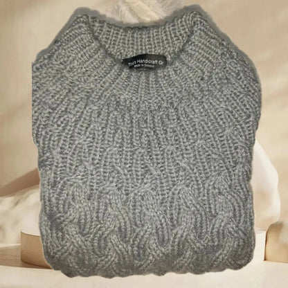 Χειροποίητο Πουλόβερ από Πλεκτό Πλεκτό Ανδρικό | Γκρι Ανθρακί Μάλλινο 