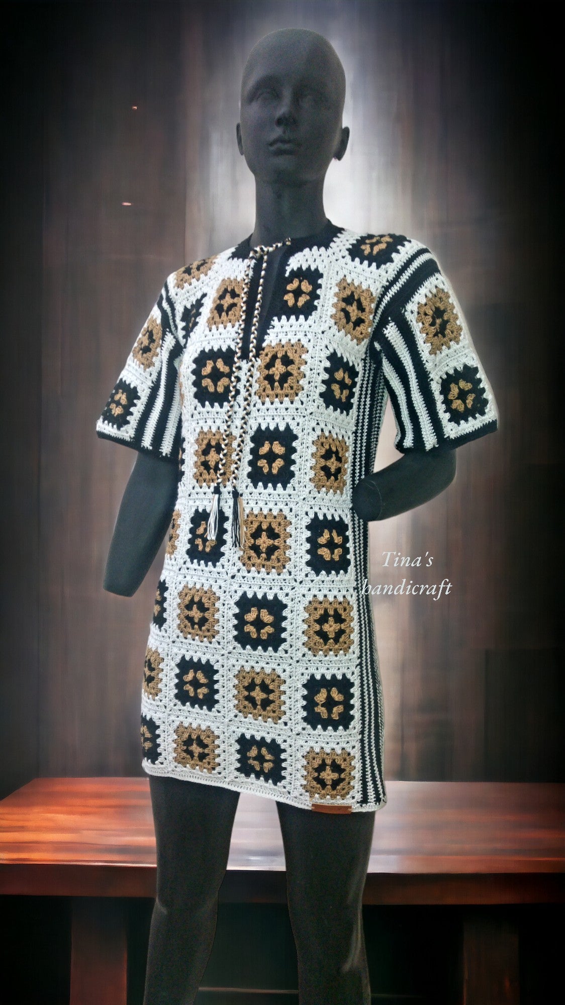 crochet dress with granny squares motif's